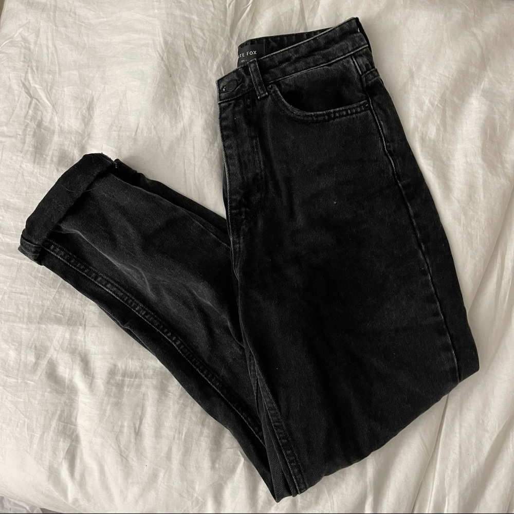 High waisted straight jeans black